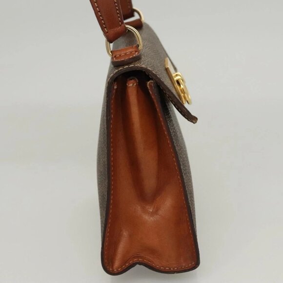 CELINE Macadam Canvas Mini Hand Bag PVC Leather 2way Brown Gold Auth yk18202 - Picture 6 of 16